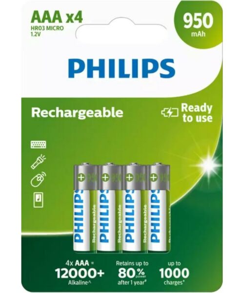 PILA HR-03 RECARGABLE 950 MAH PHILIPS B/4