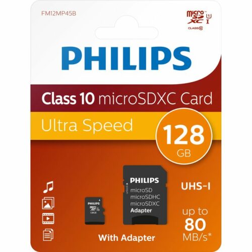 MICRO SD 128GB CLASE 10 C/ADAP PHILIPS (FM12MP45B)