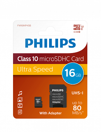 MICRO SD 16GB CLASE 10 C/ADAP PHILIPS (FM16MP45B)