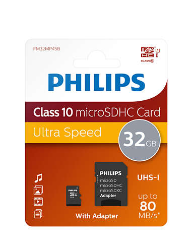 MICRO SD 32GB CLASE 10 C/ADAP PHILIPS (FM32MP45B)