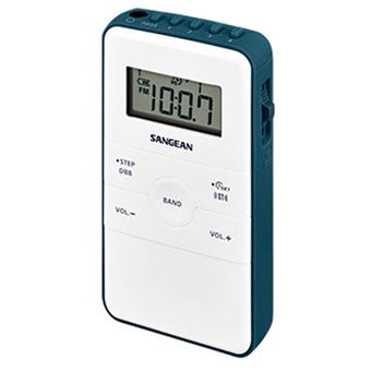 RADIO DE BOLSILLO FM /AM BATERÍA RECARGABLE DT-140 SANGEAN - BLANCO/AZUL