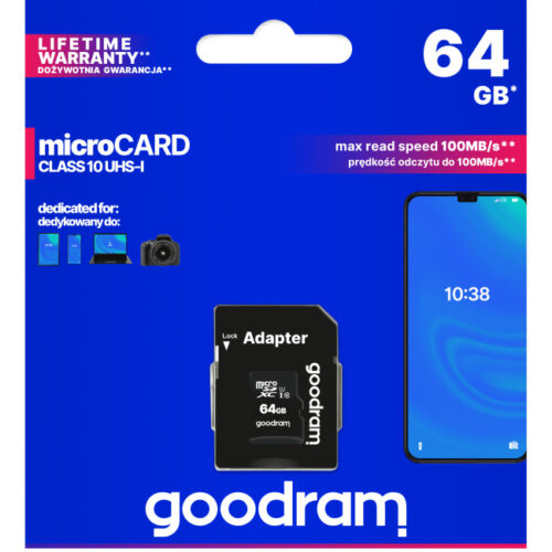 MICRO SD GOODRAM 64GB C10 UHS-I CON ADAPTADOR