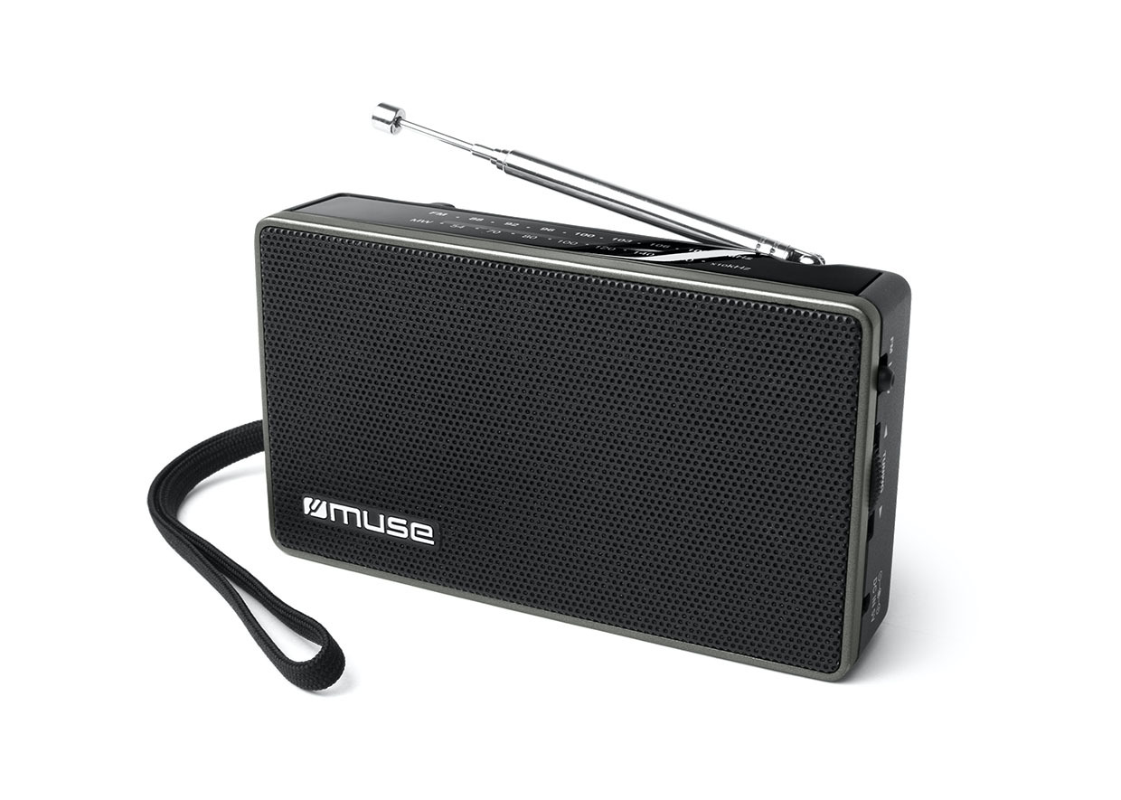 RADIO PORTATIL MUSE AM/FM TOMA DE AURICULARES Y CORREA MUÑECA